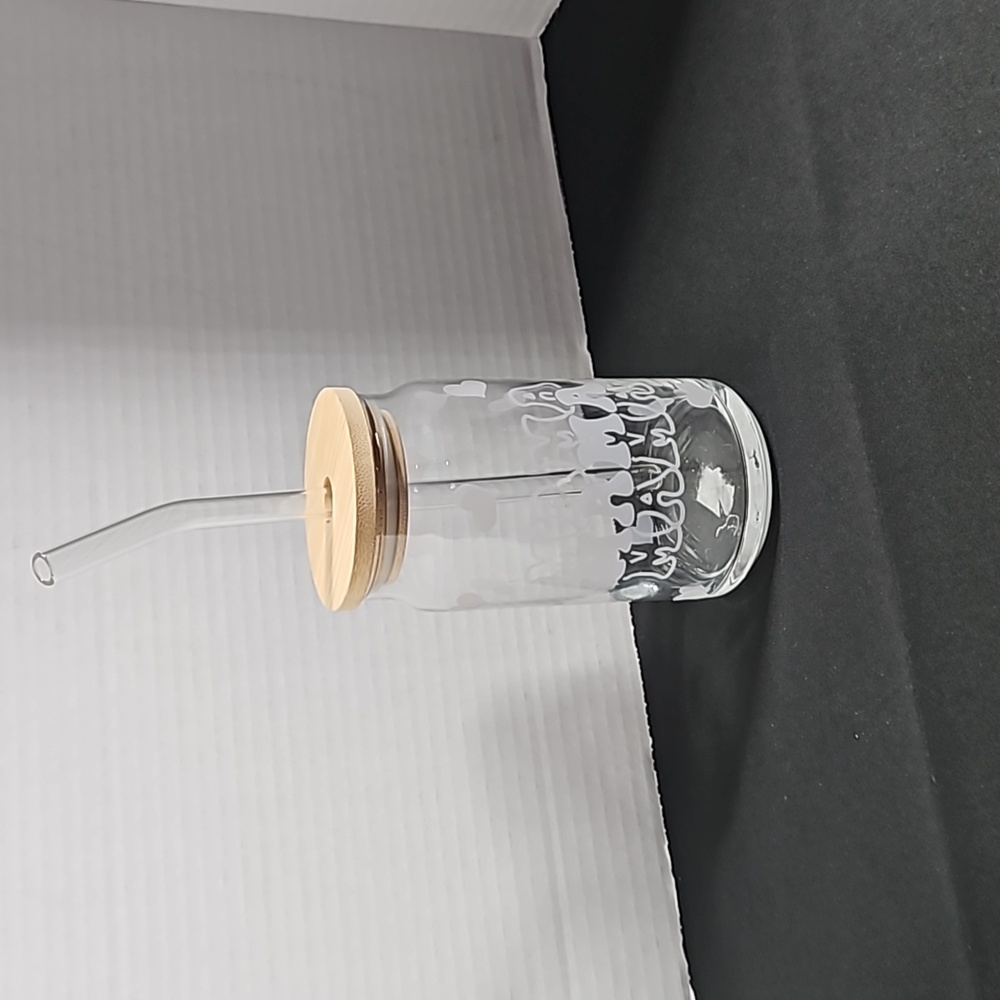 GLASS TUMBLER WITH GLASS STRAW